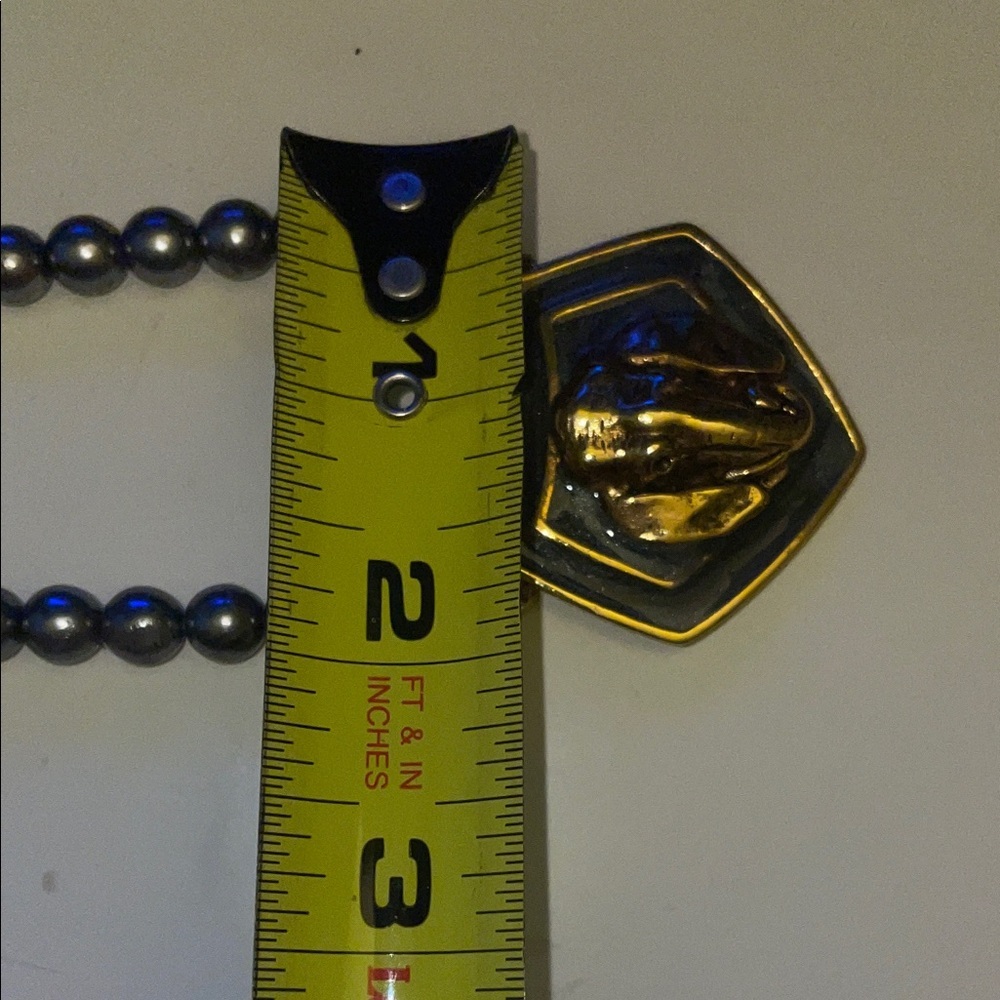 Elegant Gold and Blue Beaded Necklace - Picture 6 of 6